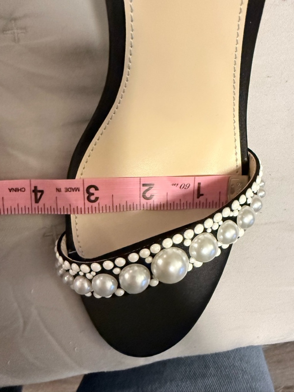 Betsey Johnson Black Satin & Pearl LEXI Block Heel Sandals NWT - Picture 10 of 12